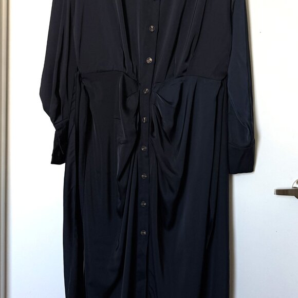 BTFBM Dress Women's Midi Dark Blue Long Sleeve Evening Size L - Picture 13 of 14